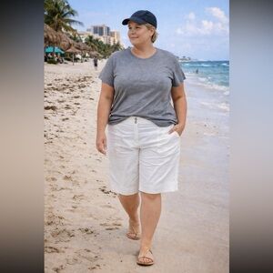 Penningtons NWT White Dallas Fit Pants size 28P in plus size.